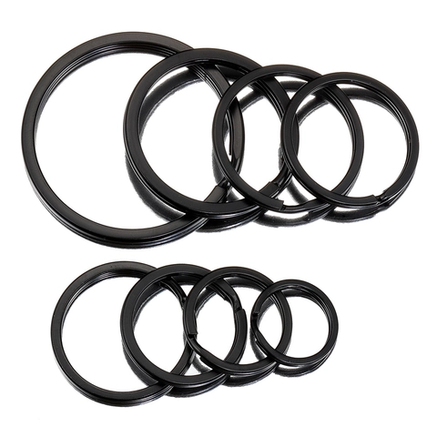 Black Electroplated Flat Metal Key Ring Round Split Ring For DIY Jewelry Making Crafts Keychain Accessories Individual Style