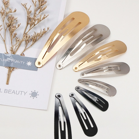 Minimalist Metal Snap Hair Clips Oval Water Drop BB Clips Gold Silver Black Hairclip Findings For DIY Hair Accessories Crafting