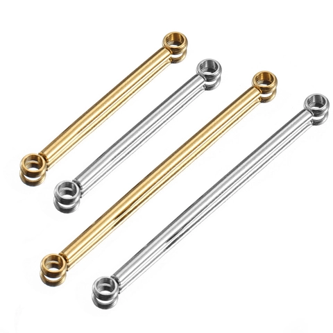 Stainless Steel Double Hole Connector Rod 18K Gold Plated Straight Bar Pendant DIY Jewelry Making Findings Accessories Handcrafted