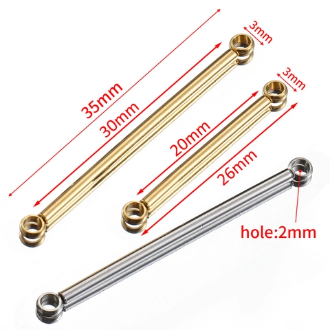 Stainless Steel Double Hole Connector Rod 18K Gold Plated Straight Bar Pendant DIY Jewelry Making Findings Accessories Handcrafted