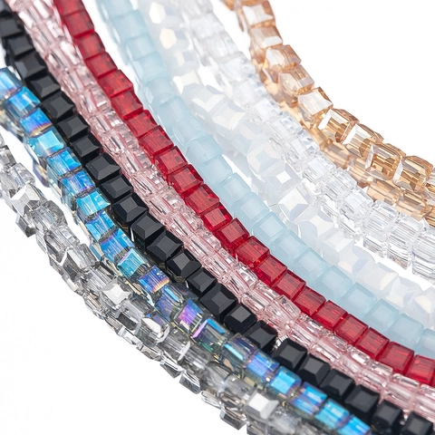 Quadratische Glas Facettierte Perlen Würfel Lose Perlen Für DIY Armband Halskette Schmuckherstellung Spacer Perlen Strang