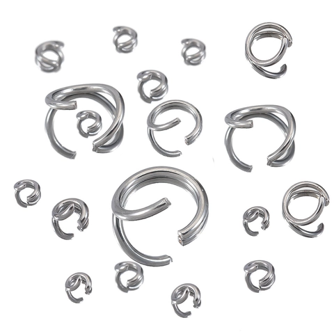 Edelstahl Offene Binderinge Silberfarben Galvanisiert Spaltringe Runde Verbinder Für DIY Armband Halskette Schmuckherstellung