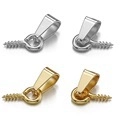 Stainless Steel Pinch Bails With Screw Eye Pins Pendant Connector For Artificial Pearl DIY Jewelry Making Findings Gold Steel Color