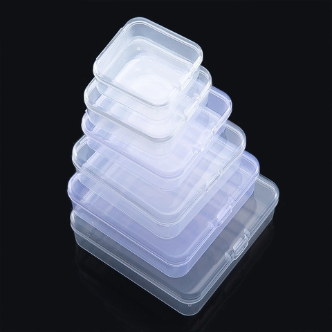 Klarer Quadratischer Kunststoff Aufbewahrungsbox Transparente PP Kleine Schmuck Organizer Box Mit Klappdeckel Für Kleinteile