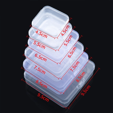 Klarer Quadratischer Kunststoff Aufbewahrungsbox Transparente PP Kleine Schmuck Organizer Box Mit Klappdeckel Für Kleinteile
