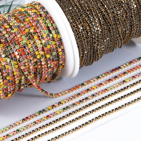 Stainless Steel Rhinestone Cup Chain Gold Plated Crystal Claw Chain For DIY Necklace Bracelet Jewelry Making Accessories