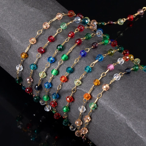 Edelstahl Bunte Perlenkette Für DIY Schmuckherstellung Handgefertigte Halskette Pulloverkette Zubehör Modeschmuck