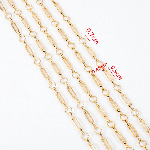Stainless Steel Rectangular And Round Link DIY Jewelry Chain Electroplated Gold Silver Metal Link For Necklace Making 1m