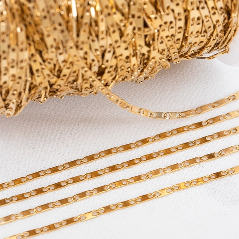 1.5mm Ultra Thin Stainless Steel DIY Jewelry Chain Gold Plated Rectangular Link Spool For Bracelet Necklace Accessory