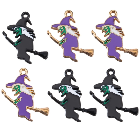 Halloween Enamel Witch Bat Skeleton Charms Alloy Drip Oil Pendants For DIY Necklace Bracelet Making Handmade Jewelry Finding Accessories