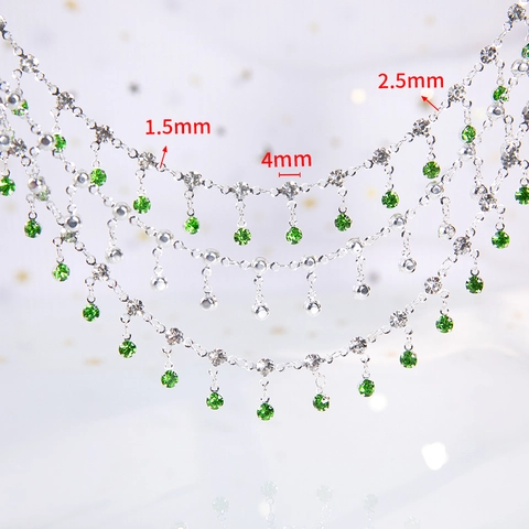 DIY Copper Chain Rhinestone Tassel Fringe Chain For Lolita Hanfu Headpiece Clothing Decorative Jewelry Making Accessories