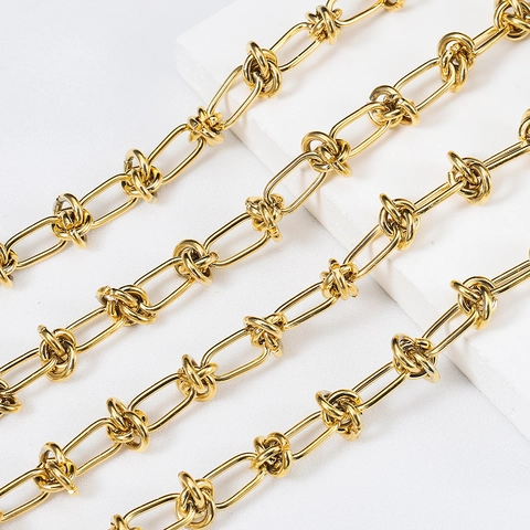 Stainless Steel Knotted Chain Link DIY Jewelry Making Accessories For Necklace Bracelet Making Hip Hop Punk Style Unfinished Link Chain
