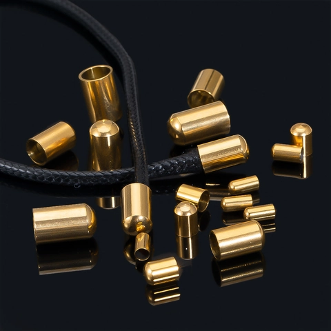 Stainless Steel Cylinder Cord End Caps Gold Silver Plated Jewelry Making Findings For DIY Necklace Bracelet Connection