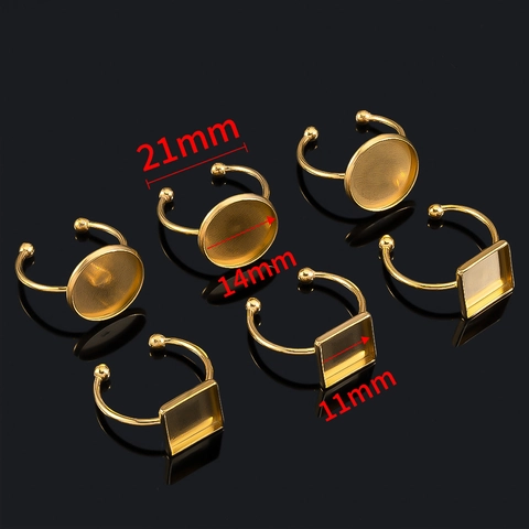 Bases de Anillo Ajustables de Acero Inoxidable Bandeja de Bisel Bricolaje Joyería Oro Plata Chapado Geométrico