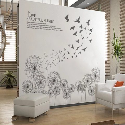 Adesivo da Parete Moderno Minimalista Soffione E Uccelli in Volo Impermeabile PVC DIY Decorazione Casa Soggiorno Camera da Letto