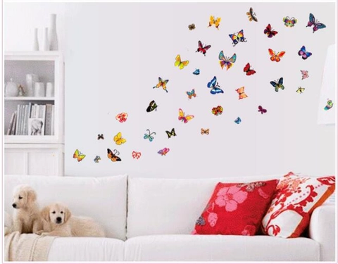 Kleurrijke Vlinder Verwijderbare PVC Muurstickers Waterdichte Decoratieve Decals Voor Woonkamer Slaapkamer Badkamer Huisdecoratie