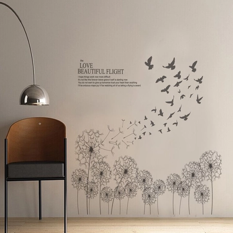 Adesivo da Parete Moderno Minimalista Soffione E Uccelli in Volo Impermeabile PVC DIY Decorazione Casa Soggiorno Camera da Letto