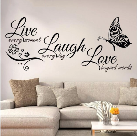Inspirierende Live Laugh Love Zitate Wandtattoo Schmetterling Blume Vinyl Aufkleber Für Wohnzimmer Schlafzimmer Home Decor Wasserdicht