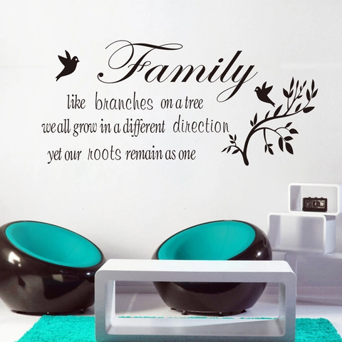Family Like Branches Bird Quote Wall Sticker Removable PVC Motto Decal For Living Room Bedroom Home Art Decor Mural