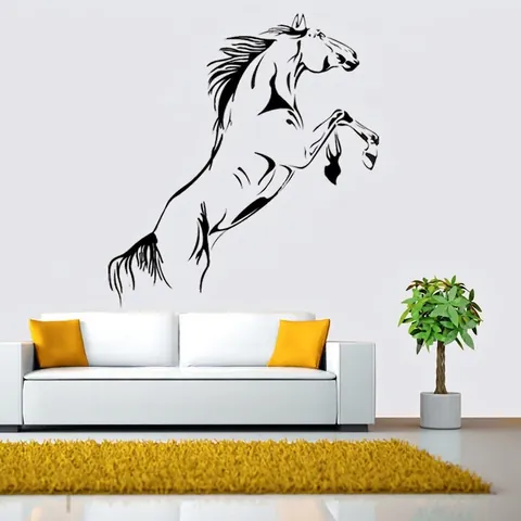 Modern Minimalistisch Springend Paard Silhouet Wandsticker Verwijderbare PVC Waterdichte Dierensticker Voor Woonkamer Slaapkamer