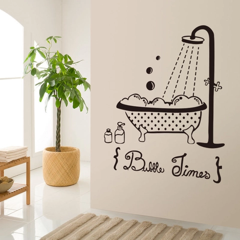 Removable PVC Bathroom Wall Sticker Waterproof Bathtub Shower Pattern DIY Home Decor Wall Decal For Restroom Swimming Pool