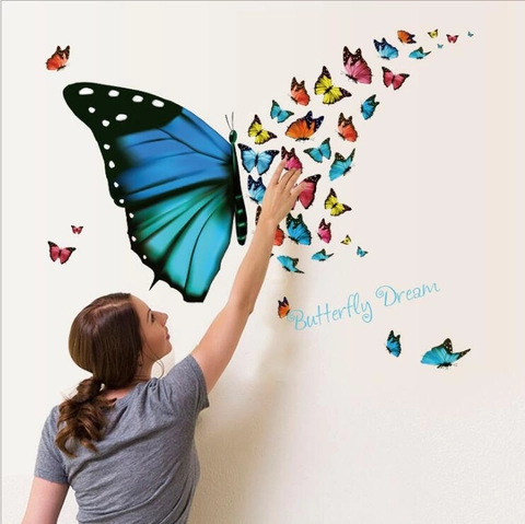 Kleurrijke Vliegende Vlinder Muursticker Waterdichte PVC Sticker Voor Woonkamer Slaapkamer Moderne Huis Decoratie