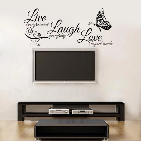 Inspirierende Live Laugh Love Zitate Wandtattoo Schmetterling Blume Vinyl Aufkleber Für Wohnzimmer Schlafzimmer Home Decor Wasserdicht