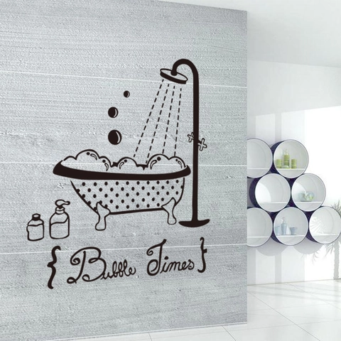 Removable PVC Bathroom Wall Sticker Waterproof Bathtub Shower Pattern DIY Home Decor Wall Decal For Restroom Swimming Pool
