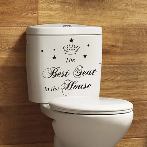 The Best Seat In The House Toiletsticker Waterdicht PVC Kroon Ster Muursticker Verwijderbaar DIY Badkamer Huis Decoratie