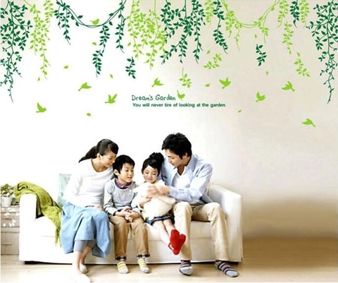 Romantische Groene Blad Rank Vogel Muurstickers Verwijderbaar PVC Waterdicht Decor Voor Woonkamer Slaapkamer Tuin Art Decal
