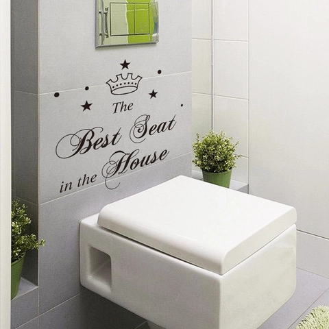 The Best Seat In The House Toiletsticker Waterdicht PVC Kroon Ster Muursticker Verwijderbaar DIY Badkamer Huis Decoratie