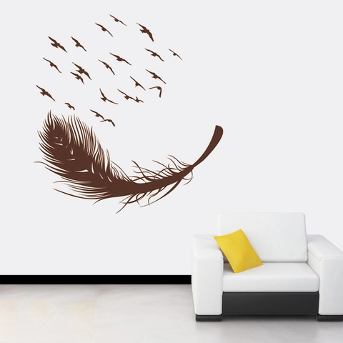 Pegatinas De Pared Creativas Pluma Aves Volando PVC Removible DIY Calcomanía De Arte Para Sala De Estar Dormitorio Decoración