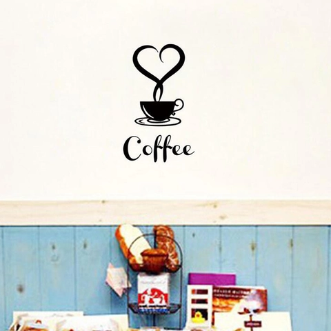 Moderno Adesivo Murale in PVC Tazzina da Caffè Cuore Rimuovibile Impermeabile DIY Murale Artistico per Cucina Bar Ufficio Casa