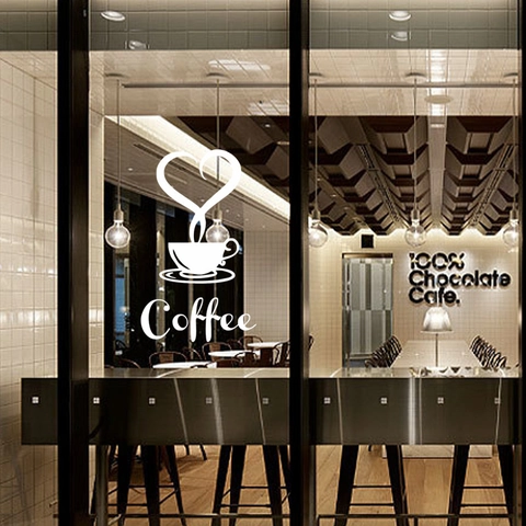 Moderno Adesivo Murale in PVC Tazzina da Caffè Cuore Rimuovibile Impermeabile DIY Murale Artistico per Cucina Bar Ufficio Casa
