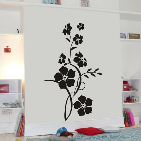 Vinilo de Pared Moderno Clásico Rama Enredadera de Flores Mural de Arte de PVC Removibile para Sala de Estar Dormitorio