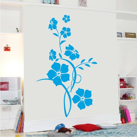 Vinilo de Pared Moderno Clásico Rama Enredadera de Flores Mural de Arte de PVC Removibile para Sala de Estar Dormitorio