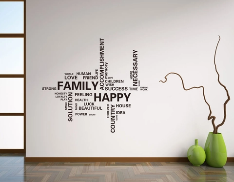 Pegatina de Pared de Nube de Palabras en Inglés Inspiradora PVC Negro Impermeable Removible Mural de Citas para Sala de Estar
