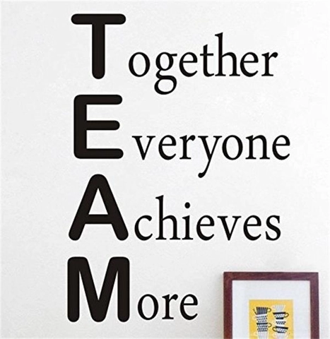 Team Together Everyone Achieves More Adesivo da Parete Motivazionale Impermeabile in PVC Per Ufficio Studio Classe Decorazione