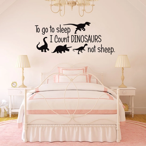 Modern Minimalist PVC Waterproof Dinosaur Wall Sticker With Sleep Quote Silhouette Decal For Kids Bedroom Living Room Decor