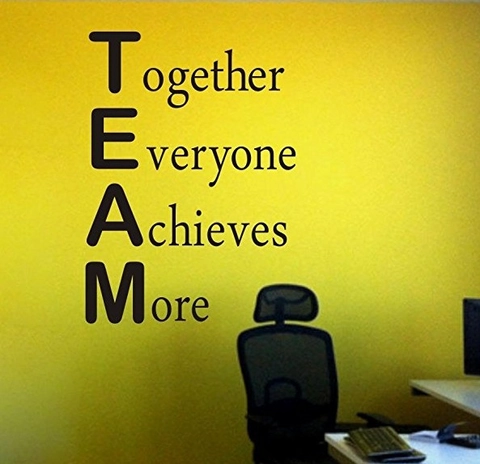 Team Together Everyone Achieves More Adesivo da Parete Motivazionale Impermeabile in PVC Per Ufficio Studio Classe Decorazione