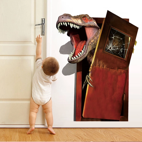 3D Gebroken Muur Dinosauriër Muurstickers PVC T-Rex Verwijderbare Decals Voor Kinderkamer Slaapkamer Decoratie Muurschildering