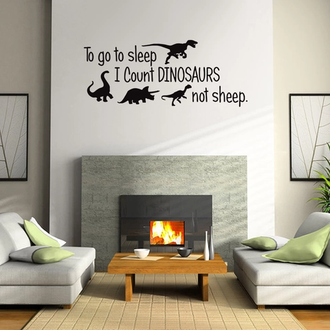 Modern Minimalist PVC Waterproof Dinosaur Wall Sticker With Sleep Quote Silhouette Decal For Kids Bedroom Living Room Decor