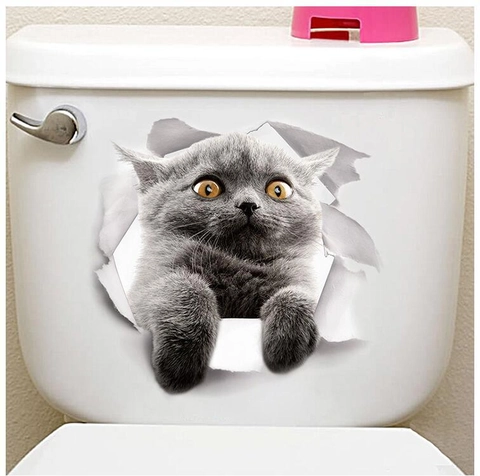 3D Kreative Katze Wandaufkleber Wasserdicht PVC Abnehmbare Tier Decals Für Badezimmer Toilette Küche Wohnzimmer Wohnkultur