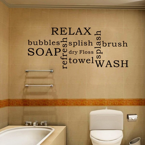 Minimaliste Moderne Relax Soap Wash Mots Anglais Sticker Mural Imperméable PVC Décalcomanie Décorative Salle de Bain Maison Hotel