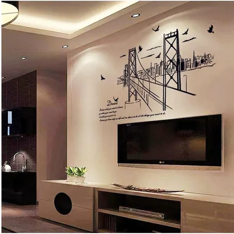 Moderne San Francisco Brug Silhouet Muursticker Droom Citaat Zwart PVC DIY Verwijderbare Muurschildering Voor Woonkamer Decor