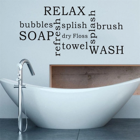 Minimaliste Moderne Relax Soap Wash Mots Anglais Sticker Mural Imperméable PVC Décalcomanie Décorative Salle de Bain Maison Hotel
