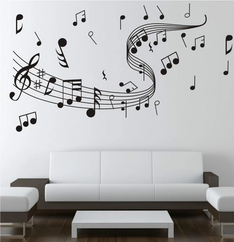 Pegatinas de Pared Creativas Notas Musicales Pentagrama Calcomanías de PVC Removibles Para Sala de Estar Dormitorio Sala de Música