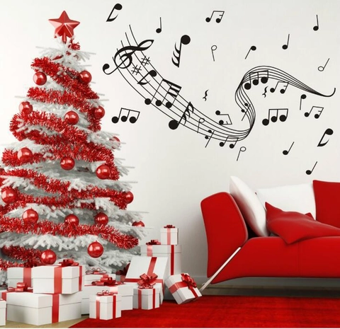 Pegatinas de Pared Creativas Notas Musicales Pentagrama Calcomanías de PVC Removibles Para Sala de Estar Dormitorio Sala de Música