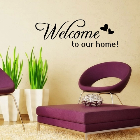 Welcome To Our Home Muursticker Vinyl Kunst Decor Modern Minimalistisch Zwart Waterdicht Verwijderbaar Decoratie Woonkamer