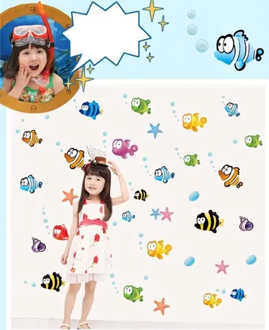 Cartoon Zeedieren Muursticker Waterdicht Verwijderbare PVC Sticker Voor Badkamer Kinderkamer Huis Decoratie
